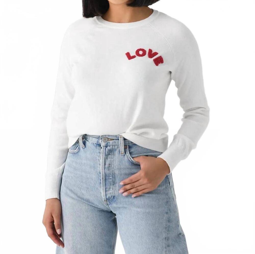 NEW J. SOCIETY love crew sweater in white